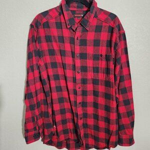 Wolverine Shirt Mens Extra Large Red Black Buffalo Plaid Flannel Button Down